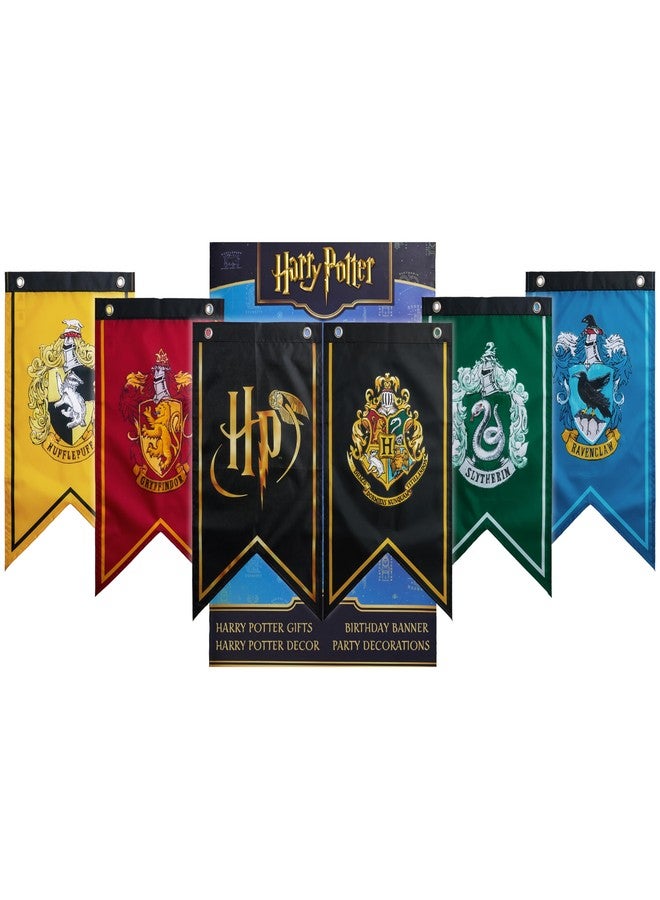 Harry Potter Party Decorations 6 Banners 20” x 12” Hogwarts Flags Birthday & Home Decoration - Image 1