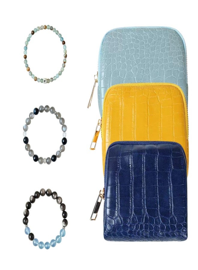 CHIMORY New Travel Jewelry Case, Jewelry Travel Case for Women, Small Crystal Pouch for Crystal Bracelets, Rings, Bangles with Smooth Metal Zipper, Elegant Storage Pouch for Journey, Nave Blue - Image 1