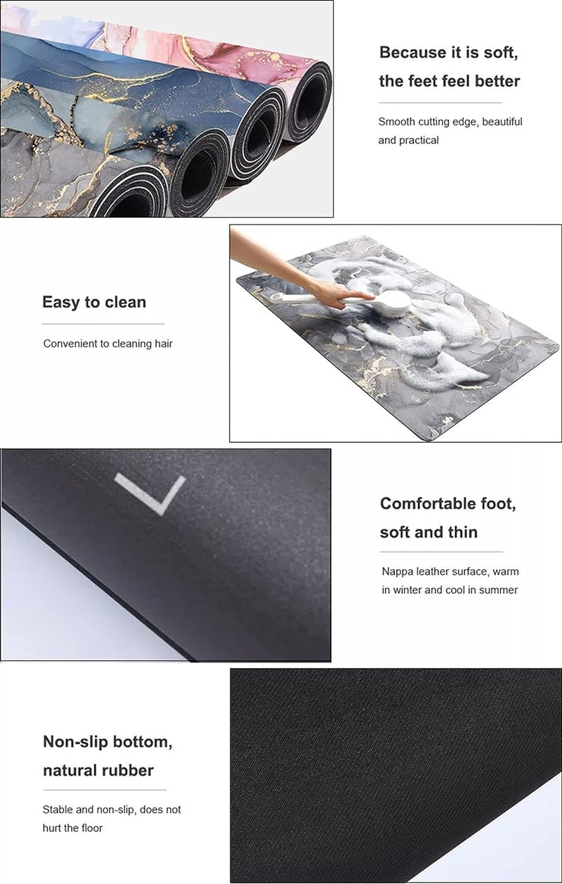 HMV MALL Super Absorbent Bath Mat Napa Skin Super Absorbent Quick Drying Floor Mat AntiSlip Doormat Carpet Easy to Clean 40 x 60 cm - Image 5