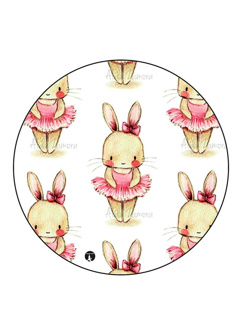 RKN Rabbits Printed Mouse Pad  Round  Multicolour