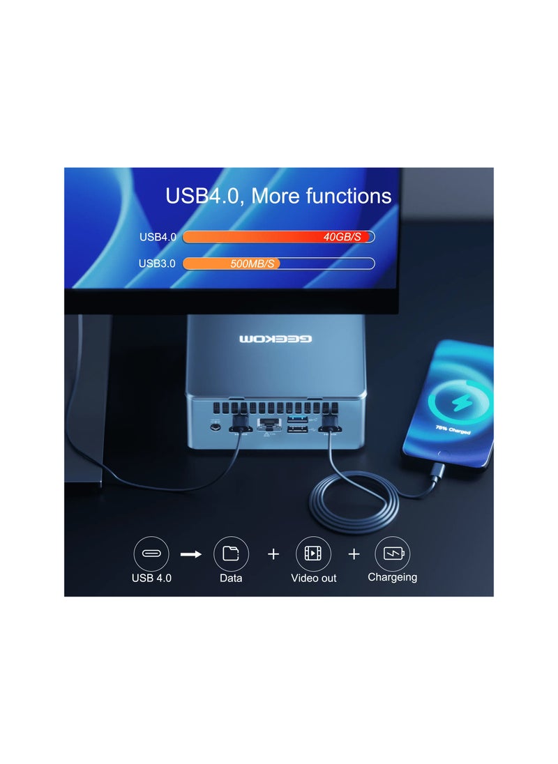 Mini IT13 Mini PC, Core i7-13700H Processor/32GB RAM/1TB SSD/Intel Iris XE Graphics/Windows 11 Pro/Blue