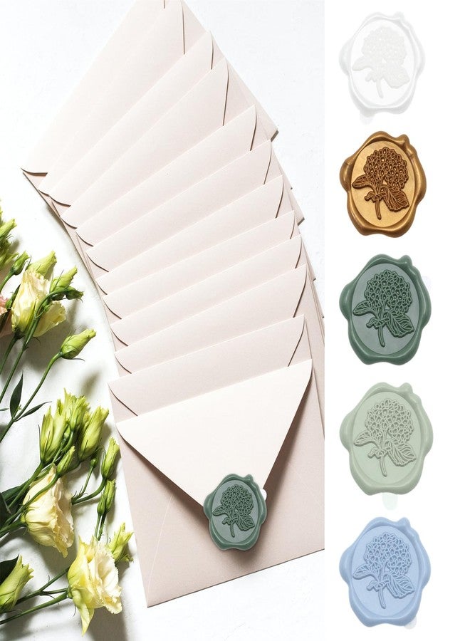 Andotopee 50pcs Hydrangea Wax Seal Stickers, Floral Botanical Envelope Seal Stickers, Self-Adhesive Dusty Blue Stickers Pre-Made from Real Sealing Wax, Great for Wedding Invitation, Gift Wrapping - Image 4