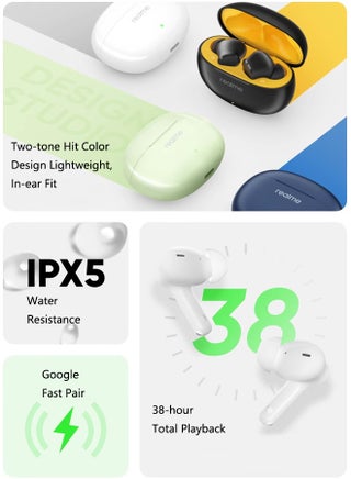 سماعات أذن لاسلكية Buds T110، مقاومة للماء IPX5، بلوتوث 5.4، تشغيل إجمالي يصل إلى 38 ساعة - view 4