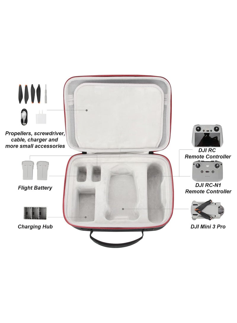 Mini 3 Pro Case, Portable Travel Bag for DJI Mini 3 Pro Drone, Compatible with DJI RC or RC-N1 Controllers and Other Accessories (Black) - Image 2
