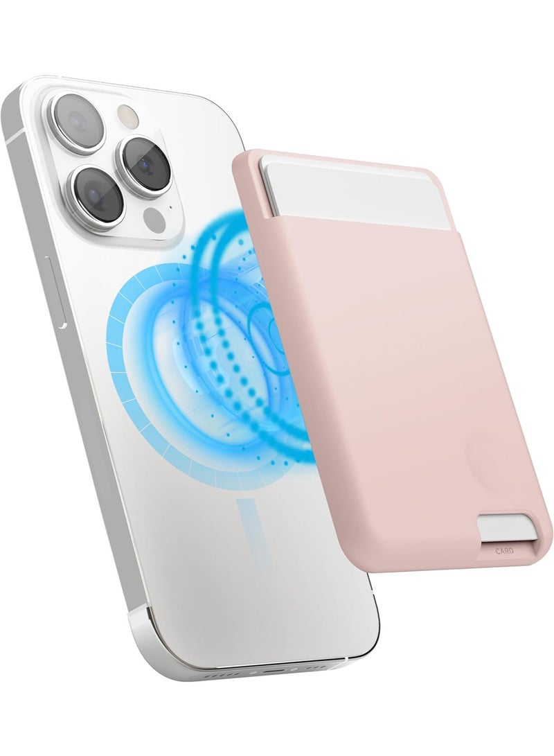 Elago Silicone Card Pocket Compatible with MagSafe Wallet [2 Card Holder Slot] - Sand Pink  - Image 1