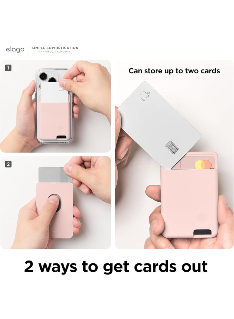 Elago Silicone Card Pocket Compatible with MagSafe Wallet [2 Card Holder Slot] - Sand Pink  - Image 5