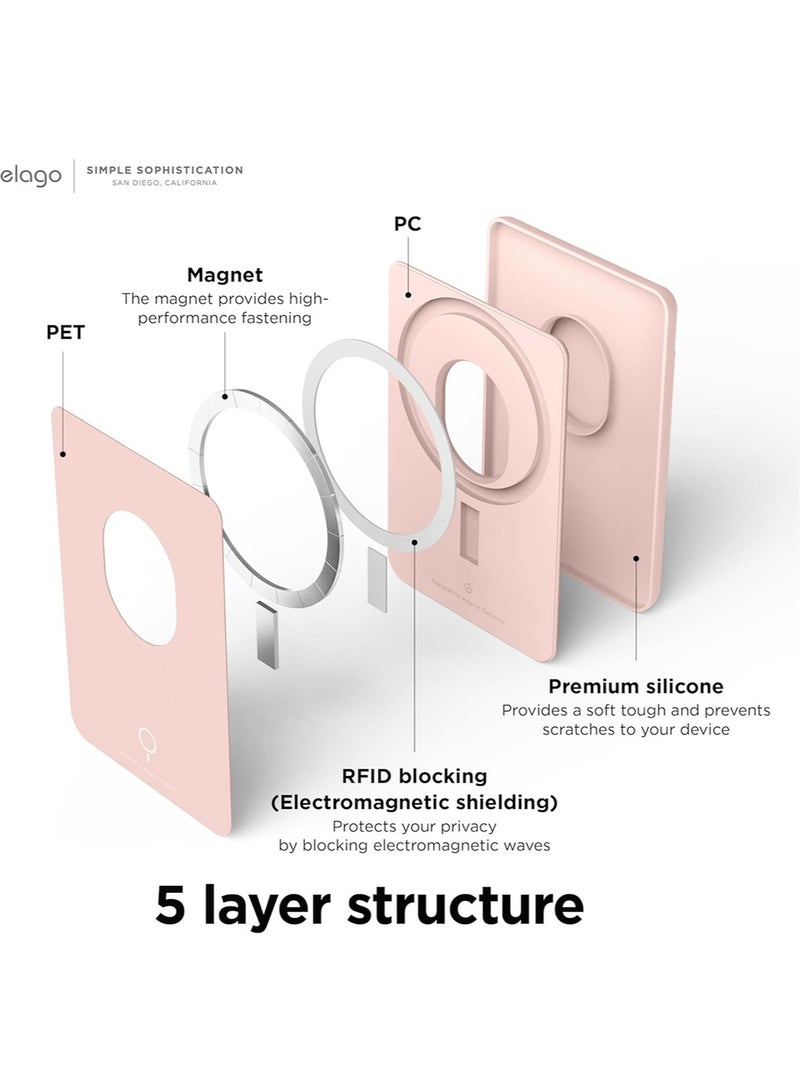 Elago Silicone Card Pocket Compatible with MagSafe Wallet [2 Card Holder Slot] - Sand Pink  - Image 4