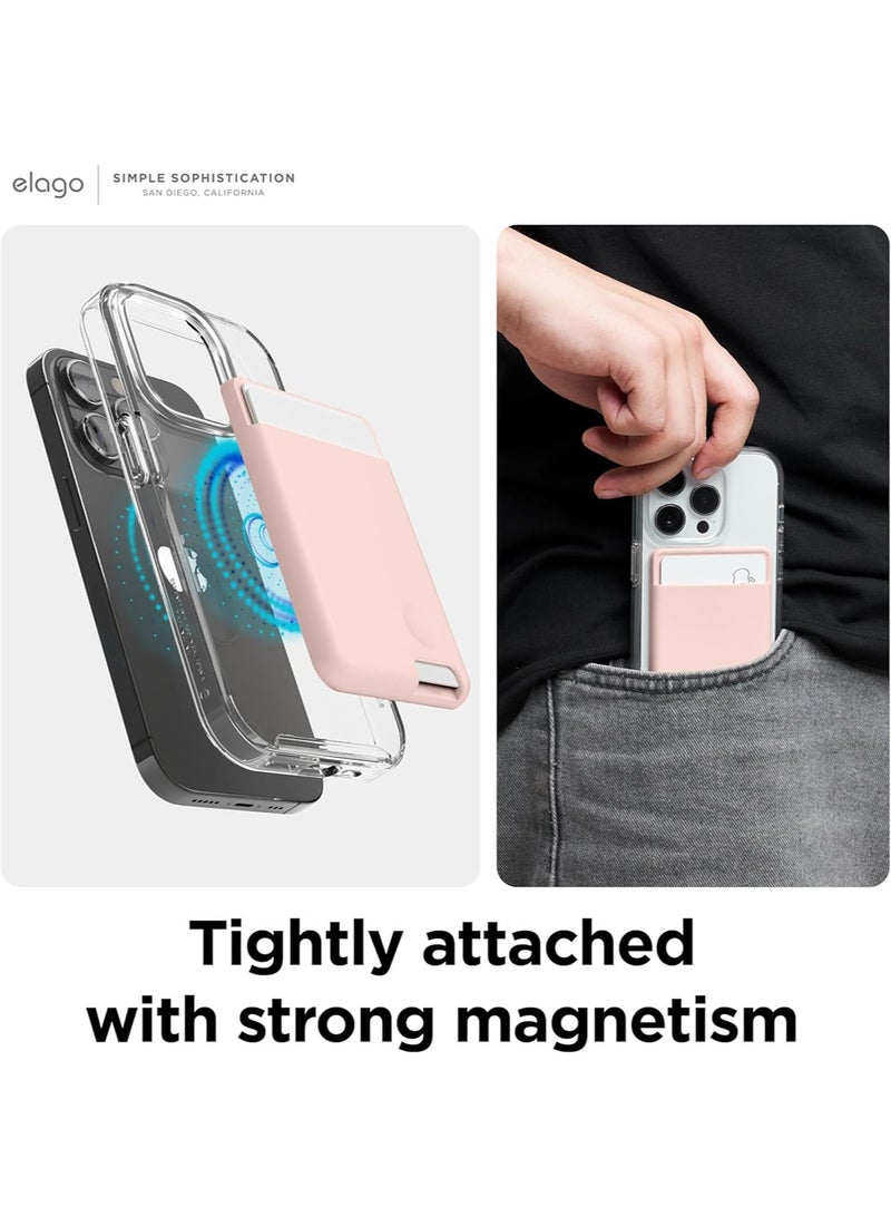 Elago Silicone Card Pocket Compatible with MagSafe Wallet [2 Card Holder Slot] - Sand Pink  - Image 3