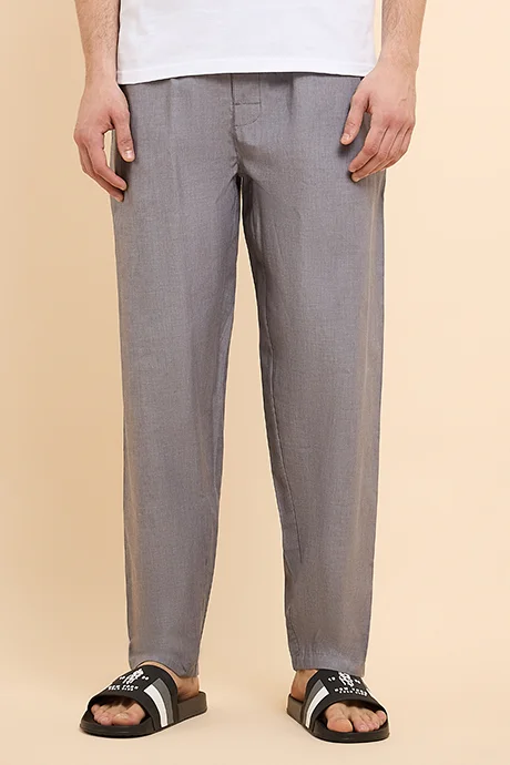أر أند بي Solid Lounge Pants with Drawstring Waist