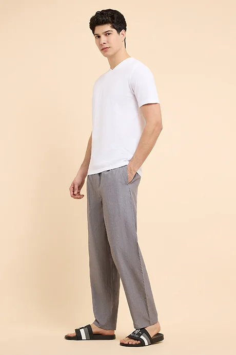 أر أند بي Solid Lounge Pants with Drawstring Waist