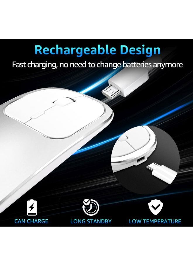 NIBEMINENT - Rechargeable Wireless Optical Mouse Silver/White - Image 1