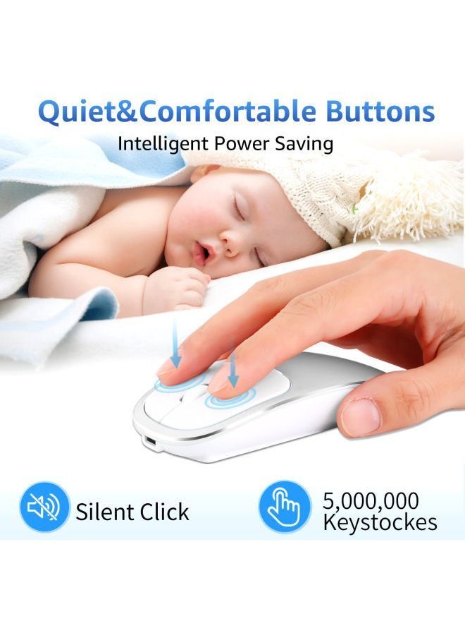 NIBEMINENT Rechargeable Wireless Optical Mouse Silver/White  - Image 2