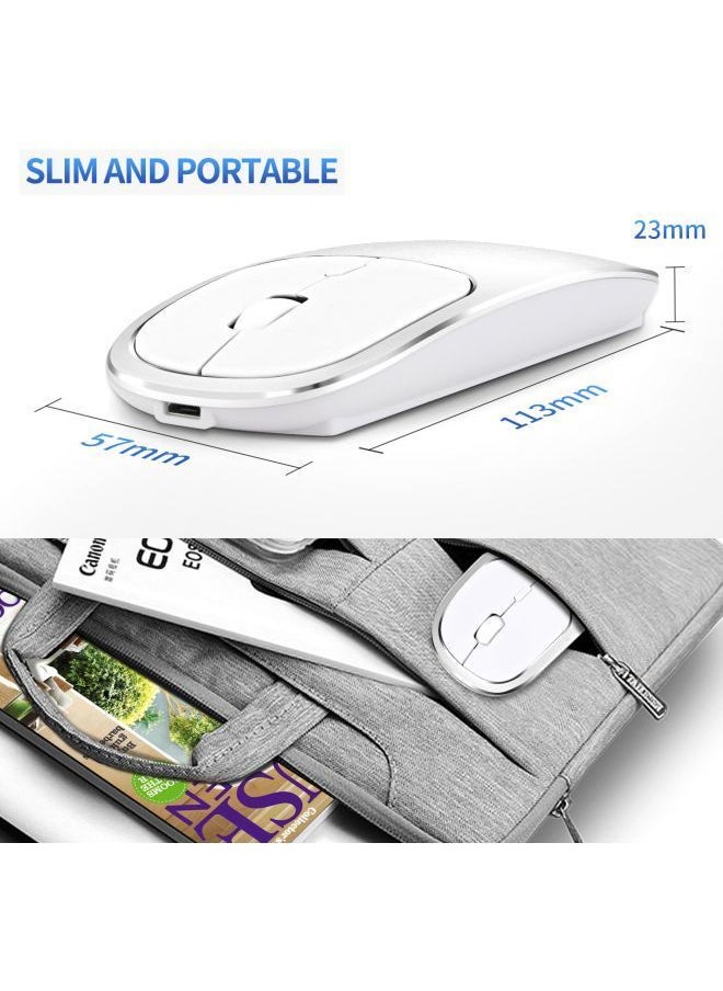 NIBEMINENT Rechargeable Wireless Optical Mouse Silver/White  - Image 3