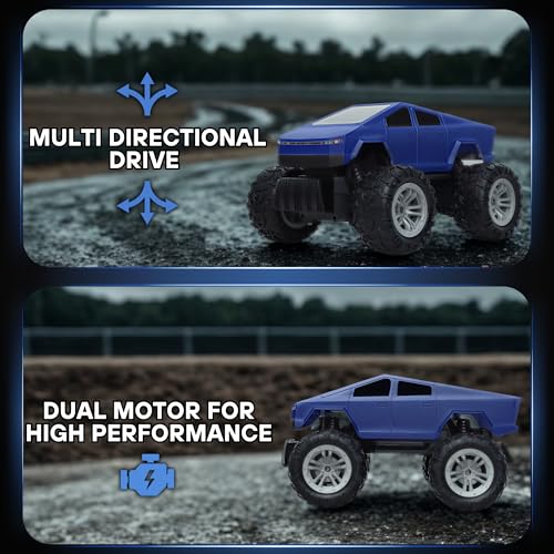 Popsugar Off Roader Rechargeable Remote Control Car | RC Car Monster Truck | 4 Headlight Modes | Lithium Battery | C-Type Charging | 2.4GHz Remote Controller | Made in India,Blue - Image 2