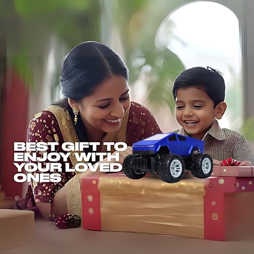 Popsugar Off Roader Rechargeable Remote Control Car | RC Car Monster Truck | 4 Headlight Modes | Lithium Battery | C-Type Charging | 2.4GHz Remote Controller | Made in India,Blue - Image 4