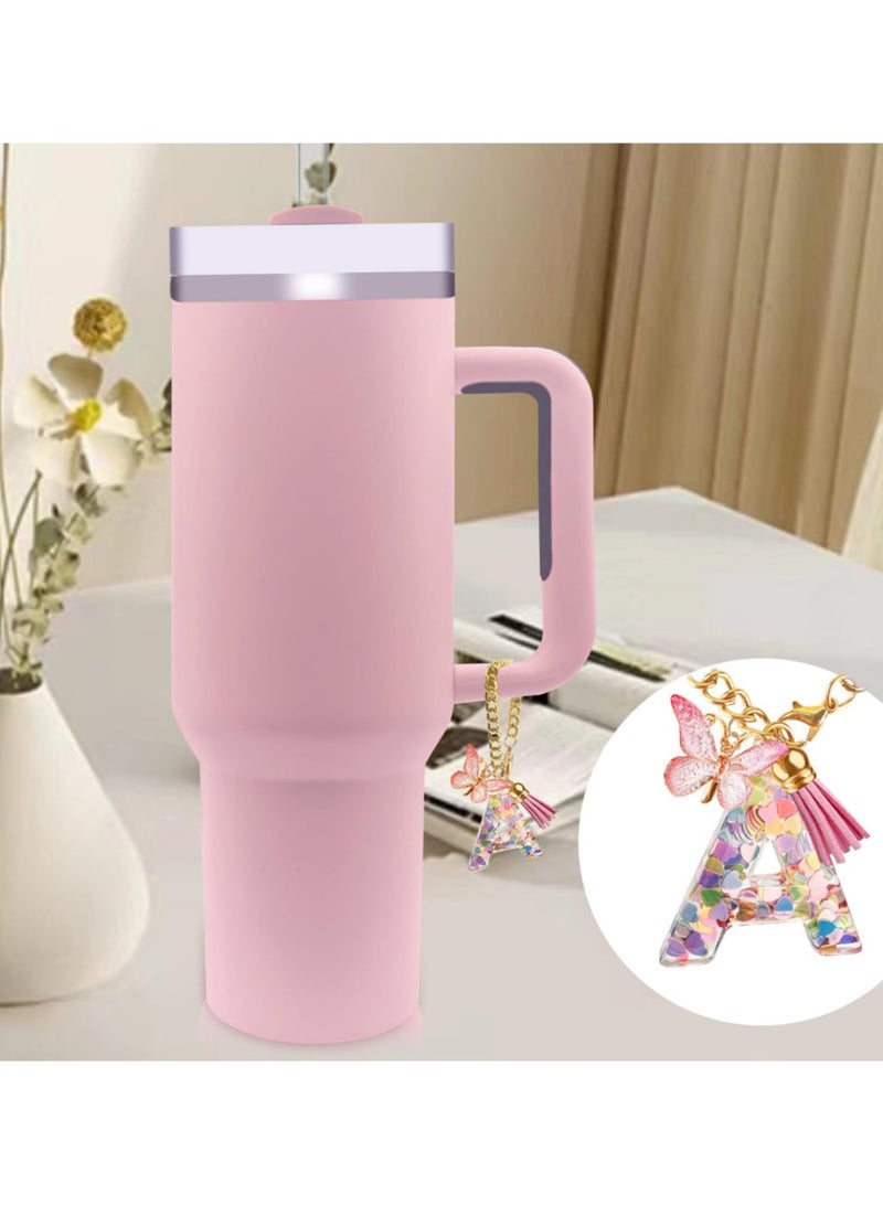 Letter Charm Accessories for Stanley Cup with Handle, Cute Initial Letter A Keychain Handle Charm with Butterfly for Stanley Tumbler for Women Girls - Image 4