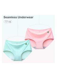 Love Bell LOVE BELL Women's 6 Pack Seamless Panty - Invisible, Soft & Smooth Fit Underwear for Ladies. (UAE/KSA, Alpha, M, Regular, Regular, Classic Plain with Heart - 6 Pcs Pack)  - Image 2