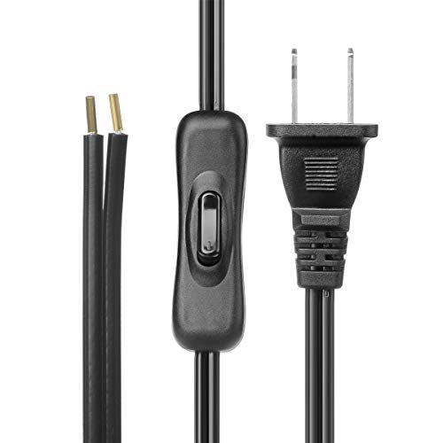 VSEER Lamp Cord has Button Switch UL304 2A/120V,Plug,Stripped Ends Ready for Wiring 18 AWG SPT-2, Black (6FT) - Image 3