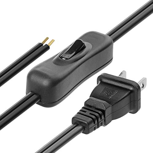 VSEER Lamp Cord has Button Switch UL304 2A/120V,Plug,Stripped Ends Ready for Wiring 18 AWG SPT-2, Black (6FT) - Image 2