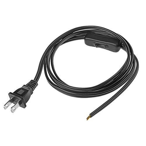 VSEER Lamp Cord has Button Switch UL304 2A/120V,Plug,Stripped Ends Ready for Wiring 18 AWG SPT-2, Black (6FT) - Image 4