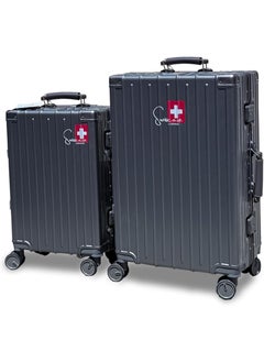 SWISSCASE Luggage, Hardshell waterproof PC 24 Inches with Double Spinner Wheels, TSA Lock, Aluminium Frame, Lightweight E039, Dark Grey  - Image 3