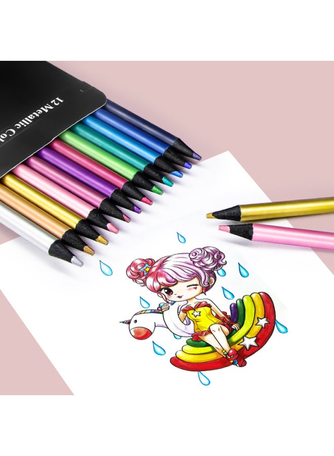 Brutfuner This Model Metal Black Wood 12 Color Pencil 50 Color Creative Graffiti Pen Painting Color Pen Black Card Diy Pen - Image 4