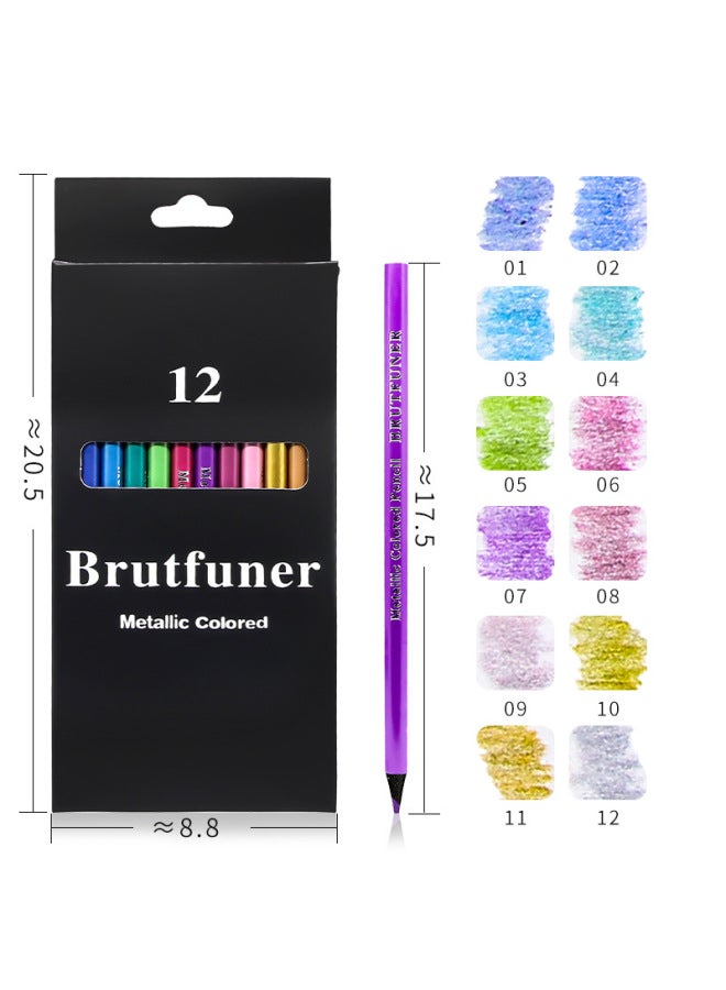 Brutfuner This Model Metal Black Wood 12 Color Pencil 50 Color Creative Graffiti Pen Painting Color Pen Black Card Diy Pen - Image 1