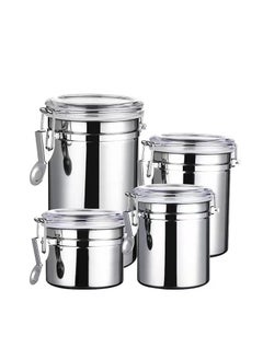 Y&D 5 Inch Stainless Steel Sealed Household Kitchen Storage Fresh Storage Tank 4 Piece Set  - Image 1