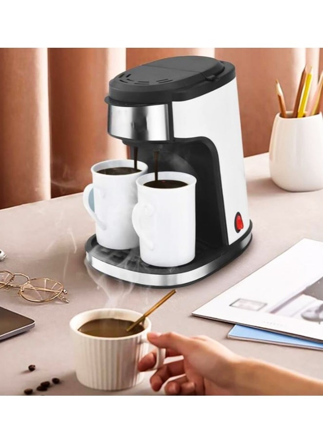 Denx Automatic Drip Coffee Maker For Espresso, Tea, And Milk Powder With Double Cup Stainless Steel 450W - Image 3