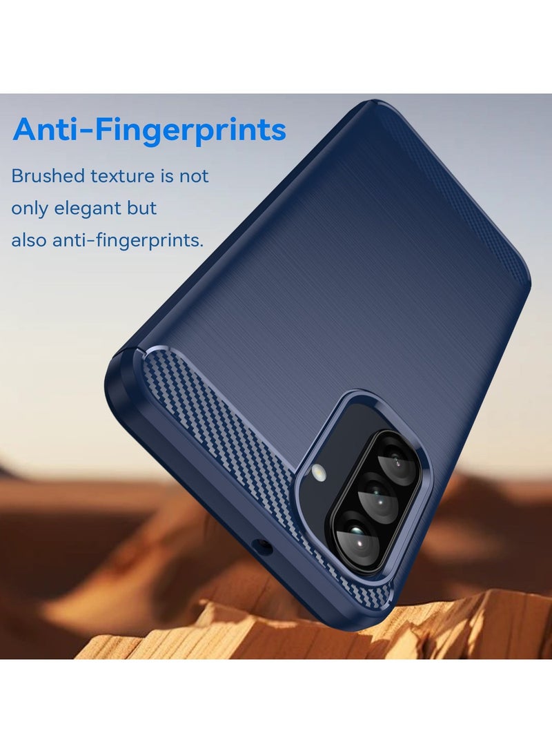 URBBKING Slim Fit Phone Cover with Shock-Absorption, Carbon Fiber TPU Rubber Protective Case For Samsung Galaxy A26 5G Blue - Image 3
