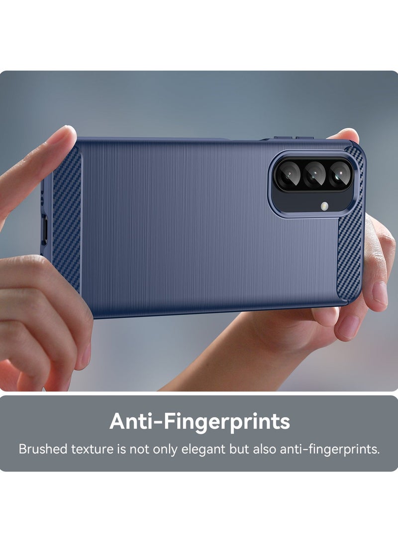 URBBKING Slim Fit Phone Cover with Shock-Absorption, Carbon Fiber TPU Rubber Protective Case For Samsung Galaxy A26 5G Blue - Image 5