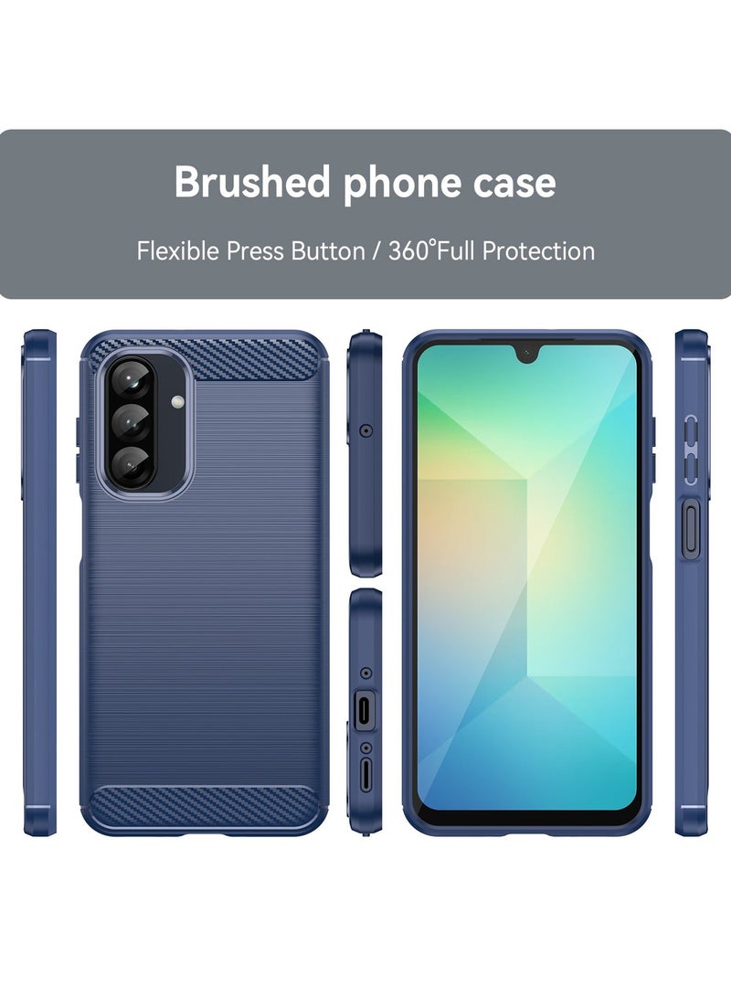 URBBKING Slim Fit Phone Cover with Shock-Absorption, Carbon Fiber TPU Rubber Protective Case For Samsung Galaxy A26 5G Blue - Image 2