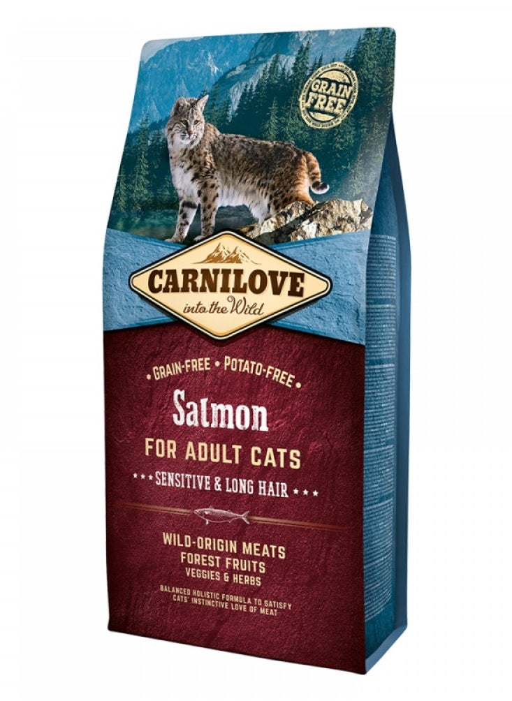 CARNILOVE Cat Adult Dry Food With Salmon Flavor For Sensitive And Long Hair Cats 6KG  - Image 1