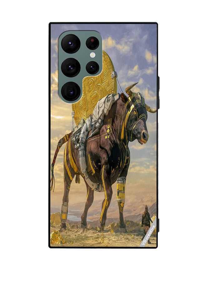 VR CREATIVE Protective Case Cover For Samsung Galaxy S22 Ultra 5G Bitcoin Horse Design Multicolour - Image 1