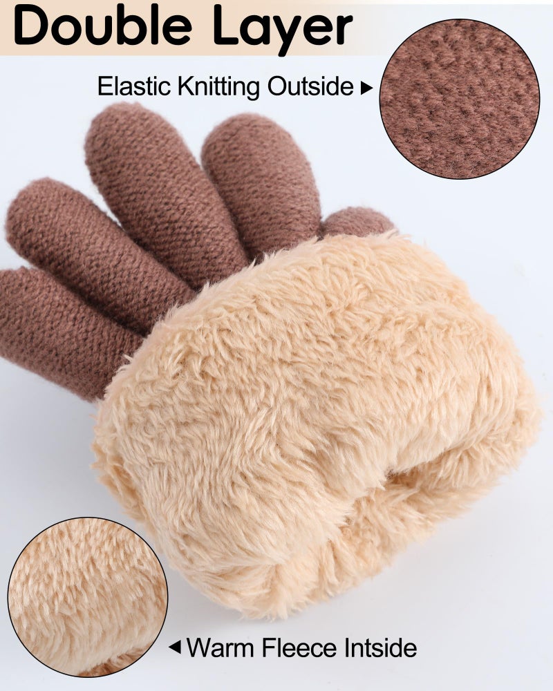 Chuarry 4 Pairs Kids Fleece Lined Gloves Knit Thick Warm Mittens Knit Thermal Gloves for 4-10 Years Winter Supplies (Dark Color, 6-10 Year) - Image 4