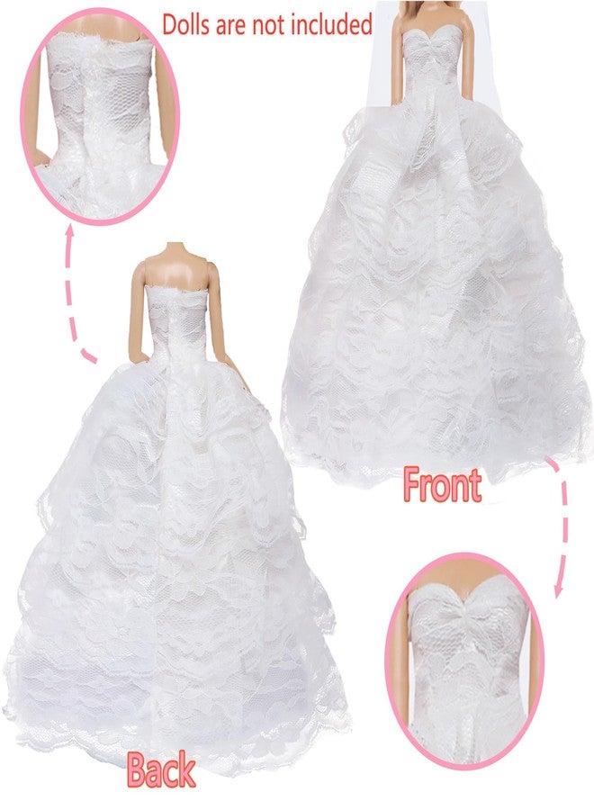 BLIJOLA Gorgeous Doll Wedding Dresses 2 Sets with Veil for 11.5 inch Doll - Image 4