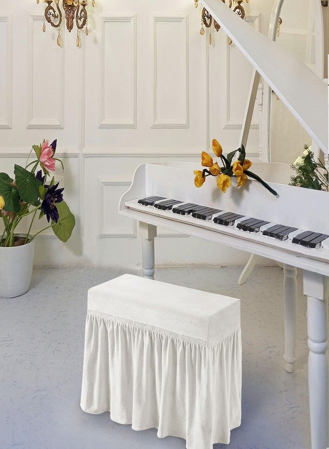 NICEEC غطاء مقعد بيانو مطاطي من الإسباندكس من نايسك مع غطاء عثماني قابل للإزالة، غطاء مقعد مستطيل قابل للغسل لمقعد بيانو دويت، واقي وسادة المقعد (أبيض) - Image 2