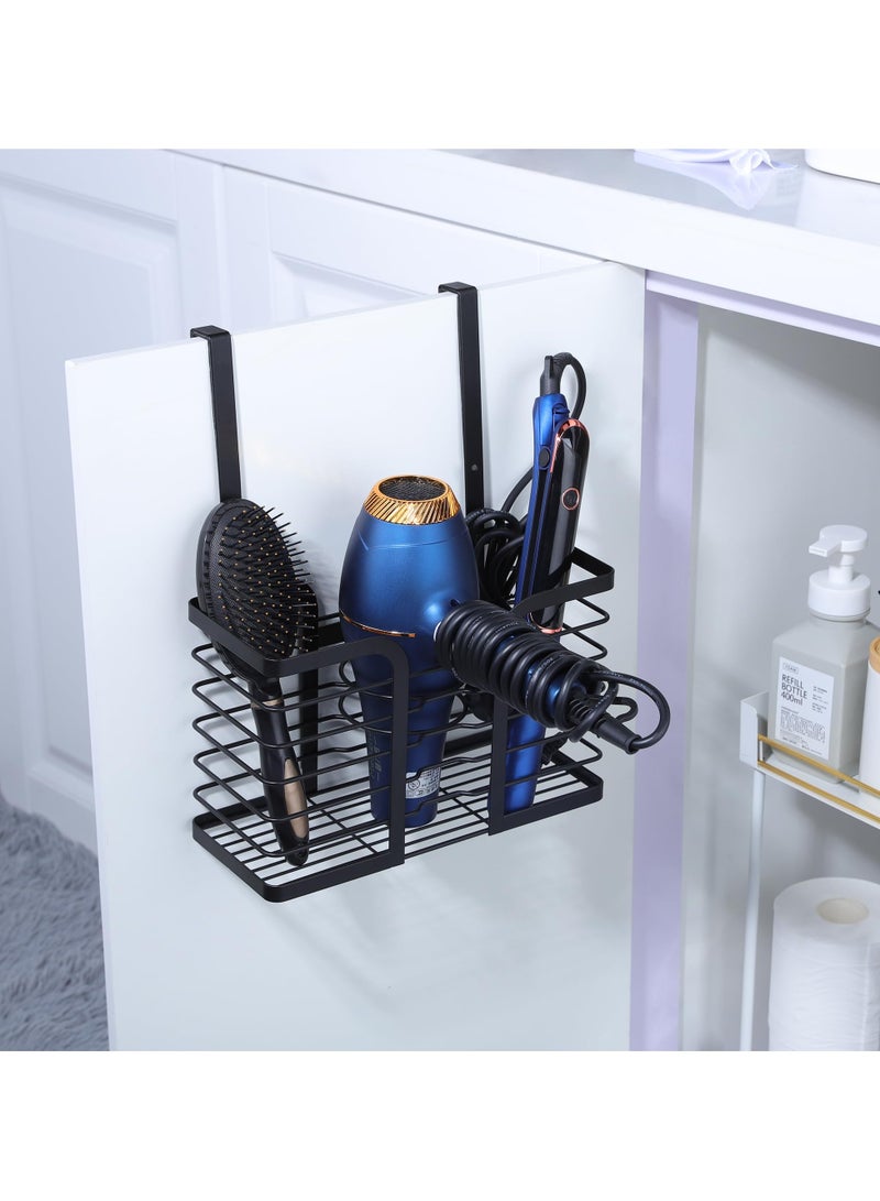 SYOSI Hair Dryer Holder, 3 in 1 Adjustable Hair Tool Organizer Wall Mounted Hair Dryer Holder for Bathroom Cabinet Door for Hair Dryers, Flat Irons, Curling Irons, Hair Straighteners (Black) - Image 2