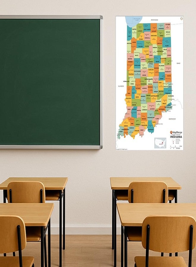 MapSherpa Indiana Counties Map - Standard - 36" x 52.25" Laminated - Image 2