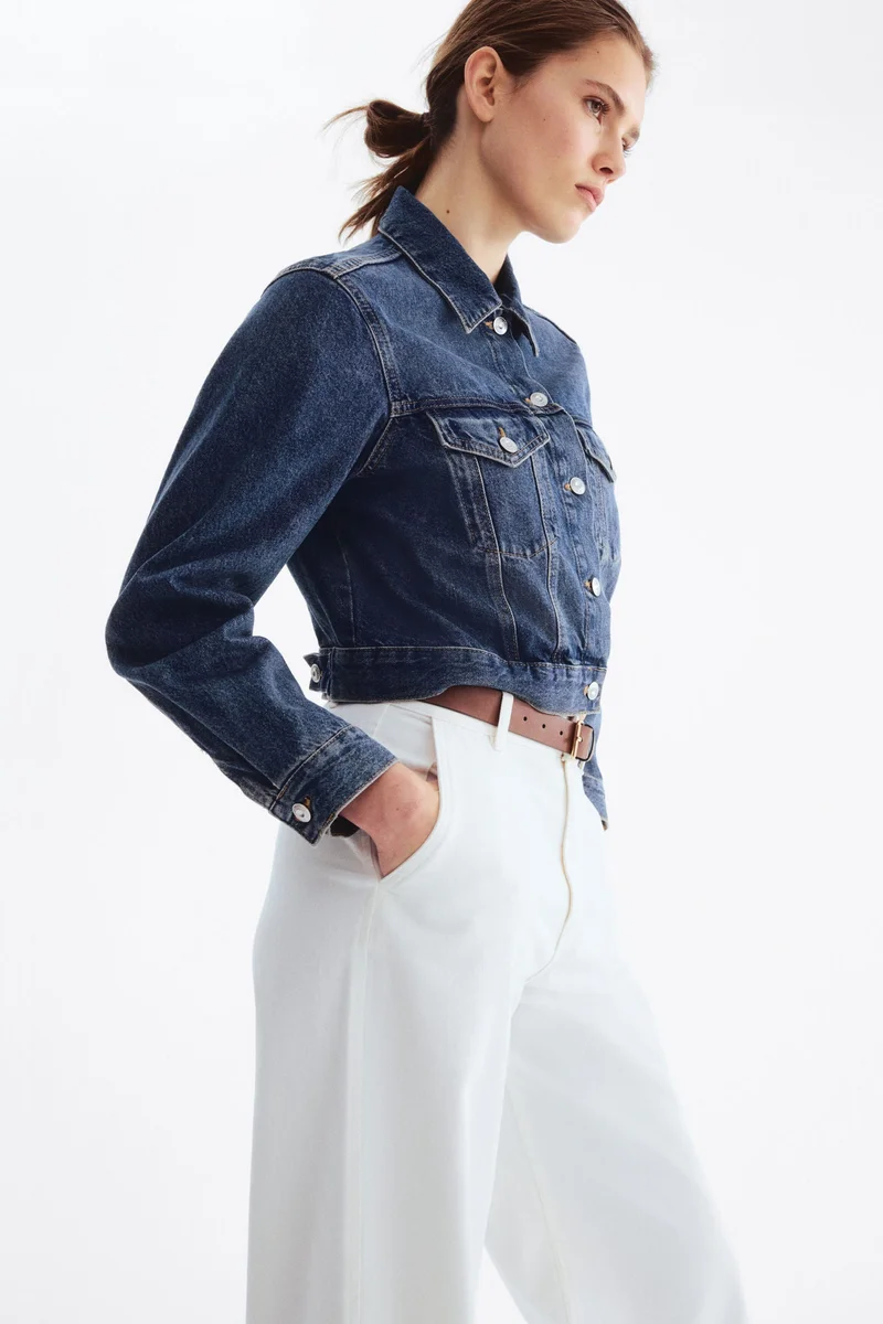 اتش اند ام بنطلون عريض من التويل مع حزام