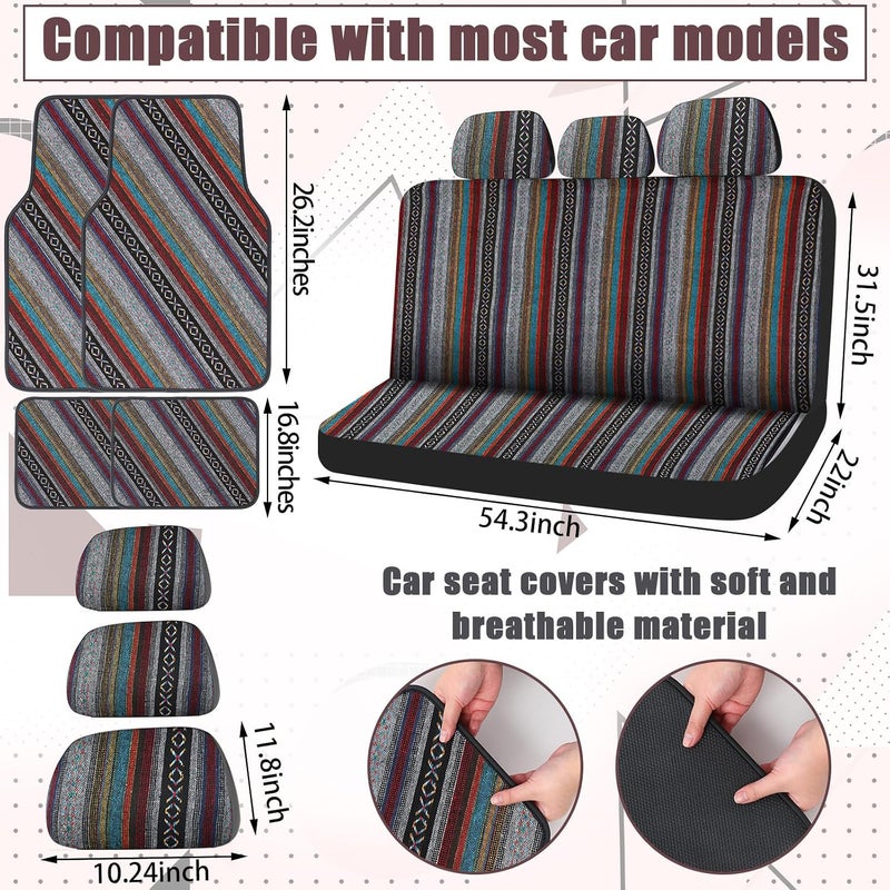 Frienda Baja Car Seat Covers Full Set with Multicolor Stripe Design and Accessories - Image 3