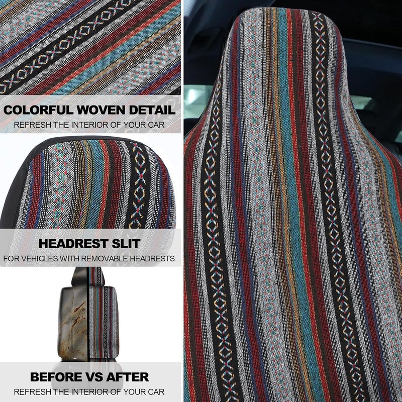 Frienda Baja Car Seat Covers Full Set with Multicolor Stripe Design and Accessories - Image 5
