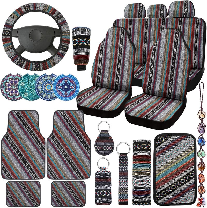 Frienda Baja Car Seat Covers Full Set with Multicolor Stripe Design and Accessories - Image 1