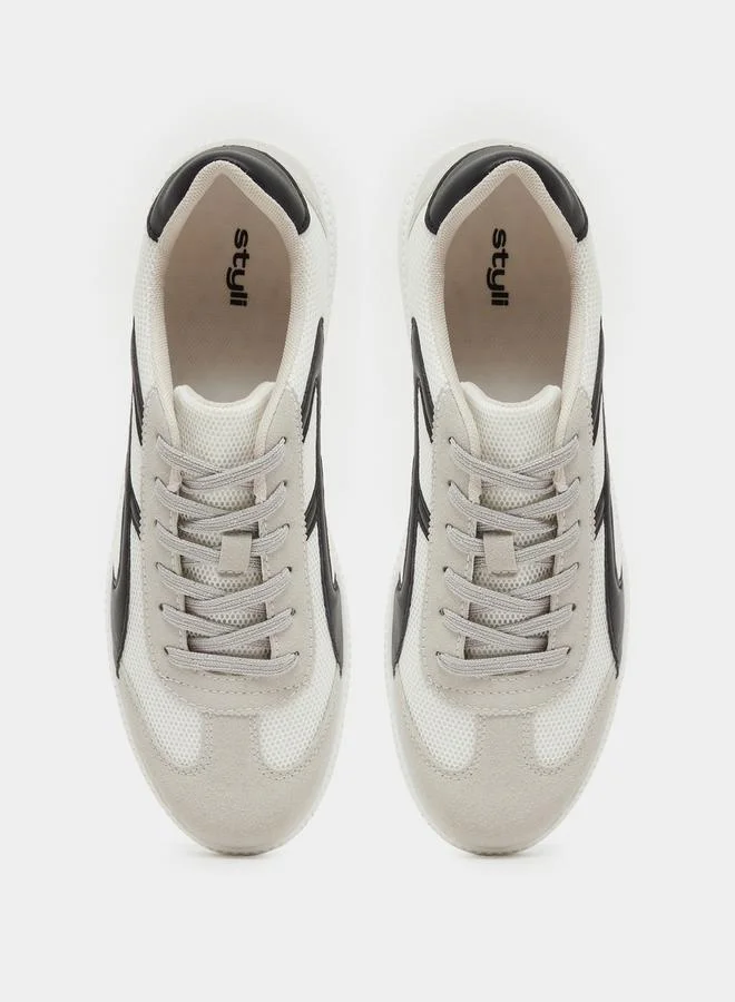 Styli Styli Color Block Lace Up Sneakers