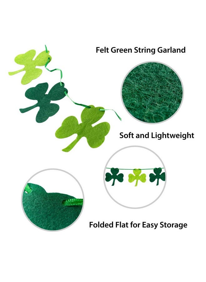 Super Z Outlet - 8Ft Felt Green Shamrock Four Leaf Lucky Clover Garland Party Banner For Irish St Patricks Day Decoration Birthdays Classroom (2 Pack) - Image 1