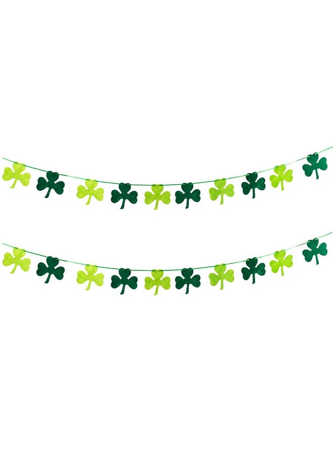 Super Z Outlet - 8Ft Felt Green Shamrock Four Leaf Lucky Clover Garland Party Banner For Irish St Patricks Day Decoration Birthdays Classroom (2 Pack) - Image 1