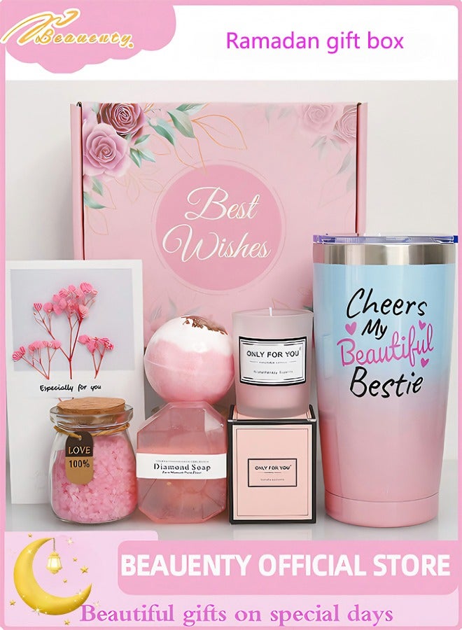 Bestie Gift Box with Bath Bomb, Scented Candle, Insulated Tumbler  Beauty Essentials - Perfect for Birthday, Holiday  Special Moments - Image 1