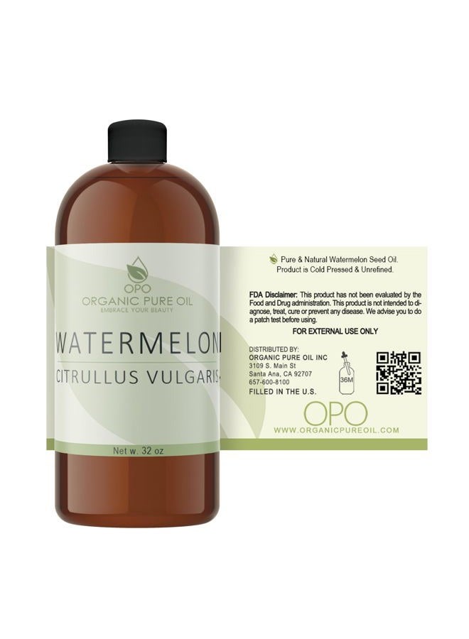 OPO Watermelon Seed Oil - 32 oz - 100% Pure, Unrefined, All Natural, Non GMO, Bulk, Organically Sourced, Vegan, Carrier Oil for Face Scalp Hair Skin Nails Body Feet Arms Legs Dry Skin Moisturizer - OPO - Image 4