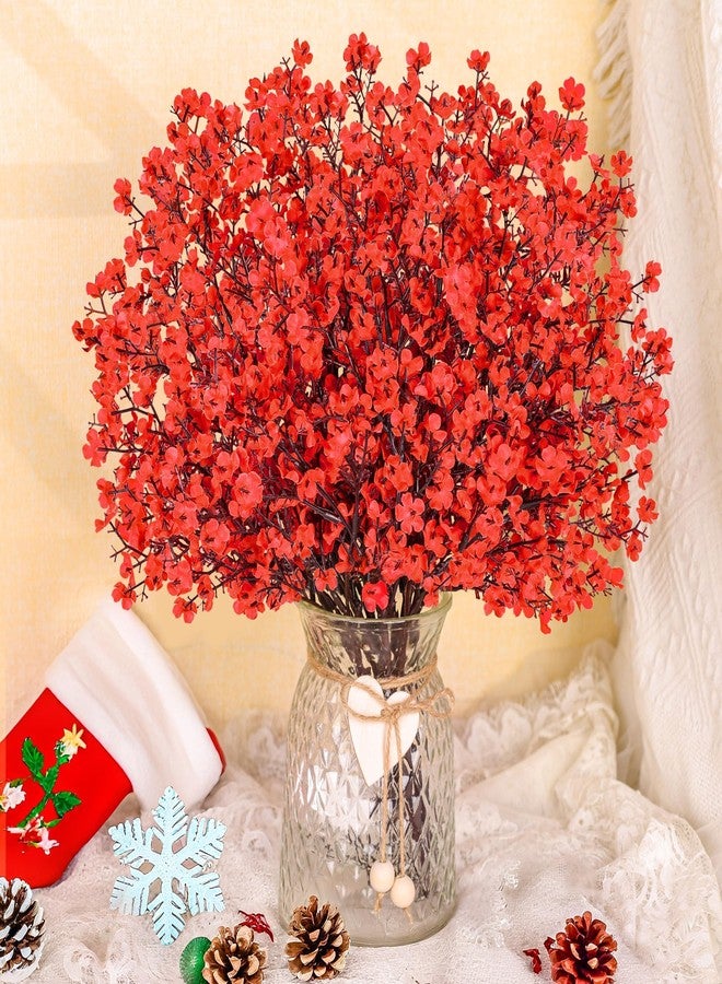 Der Rose Red Artificial Baby's Breath Flowers, 10pcs 21in Faux Gypsophila Stems, Red Silk Flowers for Valentine's Day Decor, Fake Red Flowers for Indoor Vase Arrangements - Image 4