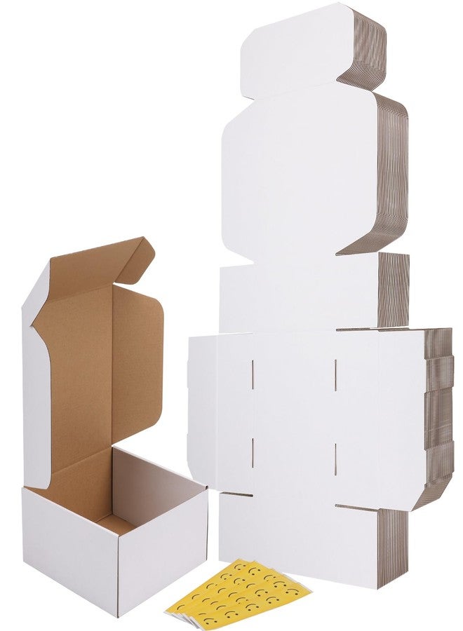 RLAVBL 9x9x4 Inches Shipping Boxes Set of 25, White Small Corrugated Cardboard Box, Mailer Boxes for Packing Small Business - Image 1